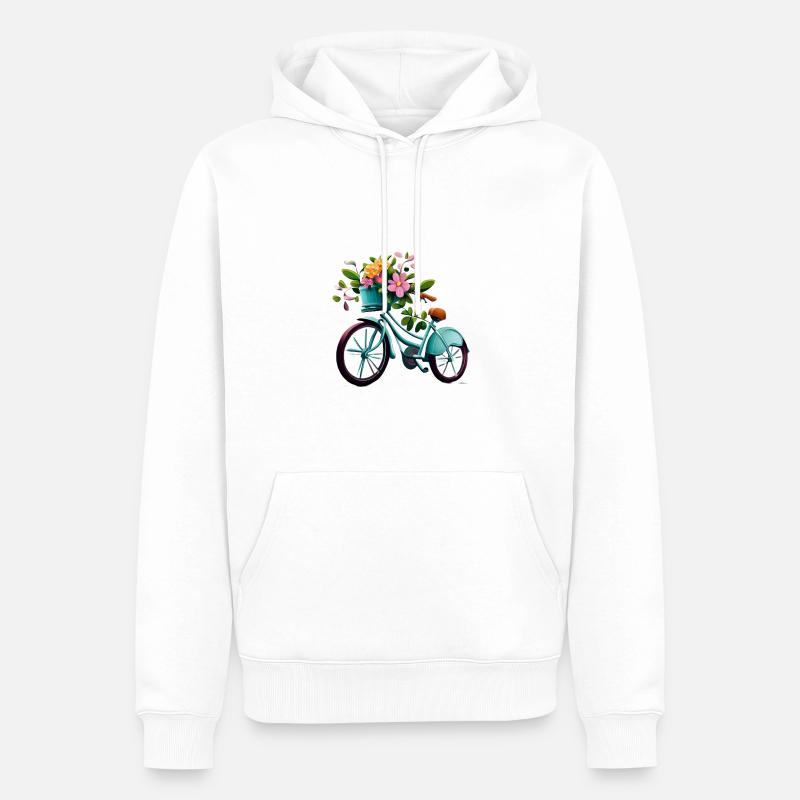 Vélo avec des fleurs - Sweat à capuche Premium bio Homme - blanc