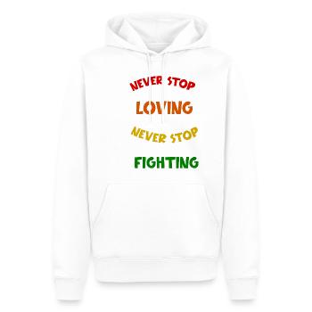 LGBTQ Toleranz Gleichberechtigung Pride Spruch - Männer Premium Bio Hoodie - Weiß - Vorne - Nico (187cm)
