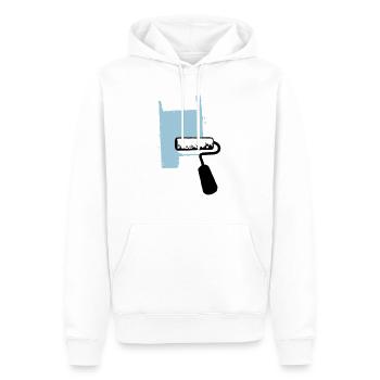 Farbroller - Männer Premium Bio Hoodie - Weiß - Vorne - Nico (187cm)