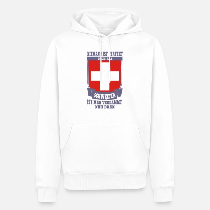 Schweizer Perfekt - Männer Premium Bio Hoodie - Weiß