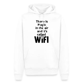 there_is_magic_air_wifi - Sweat à capuche Premium bio Homme - blanc - Devant - Nico (187cm)