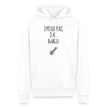 Banjo Banjoïste Musique Musicien Concert - Sweat à capuche Premium bio Homme - blanc - Devant - Nico (187cm)