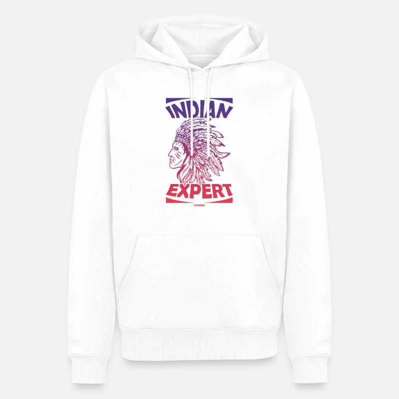 Indianer Experte - Männer Premium Bio Hoodie - Weiß