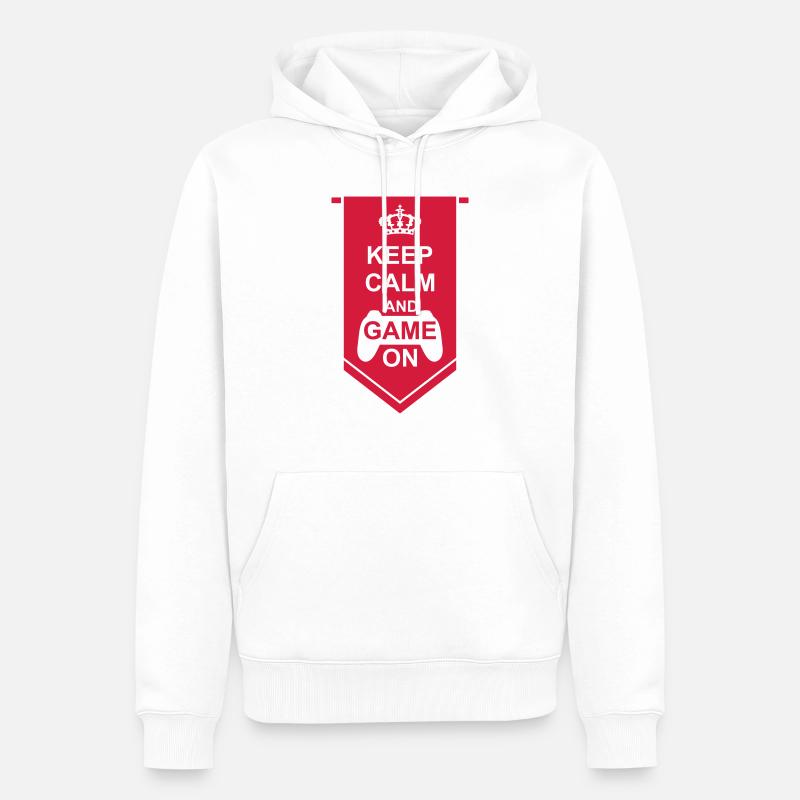 Game Banner Keep Calm - Männer Premium Bio Hoodie - Weiß