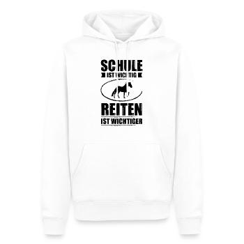 Schule ist wichtig Reiten ist wichtiger - - Männer Premium Bio Hoodie - Weiß - Vorne - Nico (187cm)