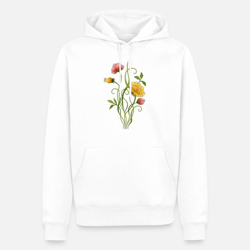 Blumen - Männer Premium Bio Hoodie - Weiß