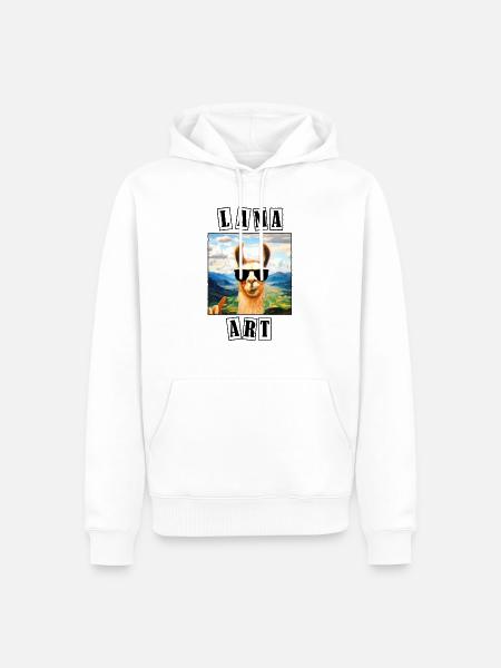 Lama Portrait Geschenk - Männer Premium Bio Hoodie - Weiß