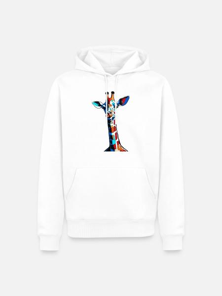Bunte Graffiti Giraffe - Männer Premium Bio Hoodie - Weiß