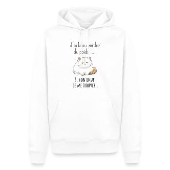 J’ai beau perdre poids il continue de me trouver - Sweat à capuche Premium bio Homme - blanc - Devant - Nico (187cm)