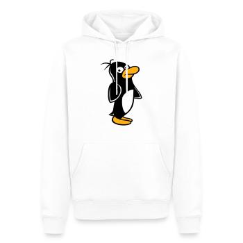 Le pingouin a l’air drôle et prudent sur le côté - Sweat à capuche Premium bio Homme - blanc - Devant - Nico (187cm)