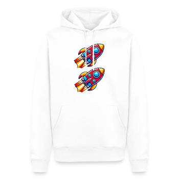 Bande dessinée fusée - Sweat à capuche Premium bio Homme - blanc - Devant - Nico (187cm)