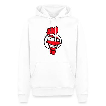 Huhn Vogel Hahn Chick Gockel grinsen Lustig Spaß - Männer Premium Bio Hoodie - Weiß - Vorne - Nico (187cm)