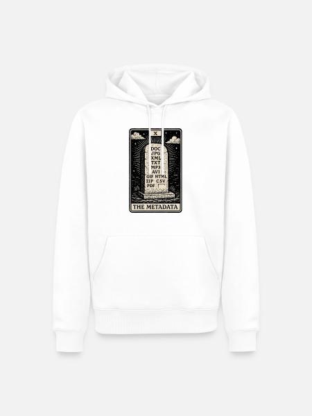 Digitales Archiv Tarot – Die Metadatenkarte - Männer Premium Bio Hoodie - Weiß