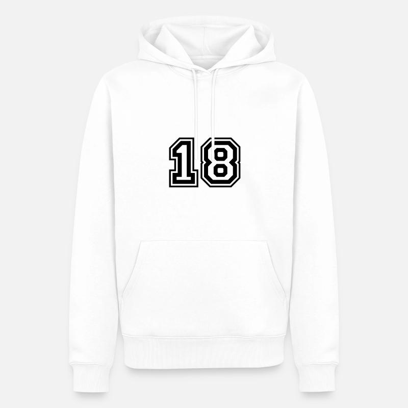 18 Numéro de numéro - Sweat à capuche Premium bio Homme - blanc