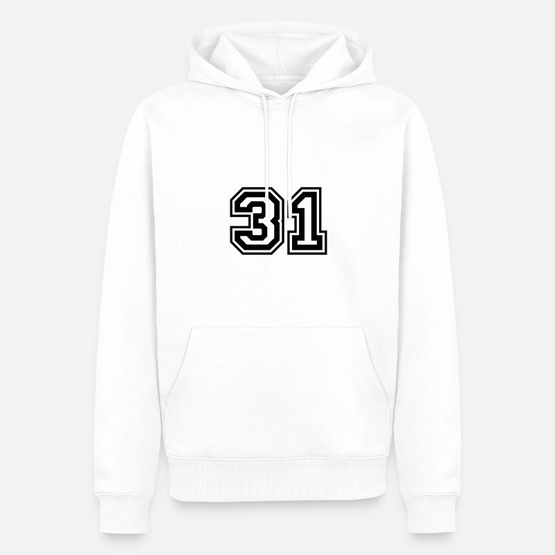 31 Numéro de numéro - Sweat à capuche Premium bio Homme - blanc
