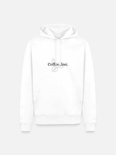 Coffee First | Coffee Lovers - Men’s Premium Organic Hoodie - white