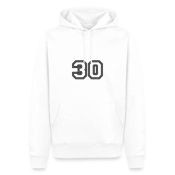 Symbole de 30 chiffres - Sweat à capuche Premium bio Homme - blanc - Devant - Nico (187cm)