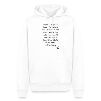 Le p'tit Grégory - C'est arrivé près de chez vous - Sweat à capuche Premium bio Homme - blanc - Devant - Nico (187cm)