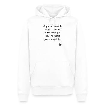 Le Dîner de cons - Réplique Culte - Humour - Sweat à capuche Premium bio Homme - blanc - Devant - Nico (187cm)