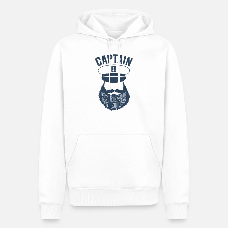 BOAT CAPTAIN BEARD RULES - Men’s Premium Organic Hoodie - white