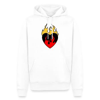 Coeur en flammes - Sweat à capuche Premium bio Homme - blanc - Devant - Nico (187cm)