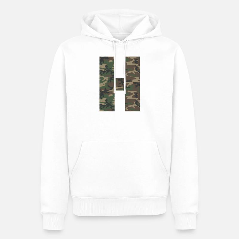 Robuster Buchstabe H im Tarnmuster! - Männer Premium Bio Hoodie - Weiß
