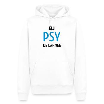 Psychologue / Psychiatre / Travail / Psychanalyste - Sweat à capuche Premium bio Homme - blanc - Devant - Nico (187cm)