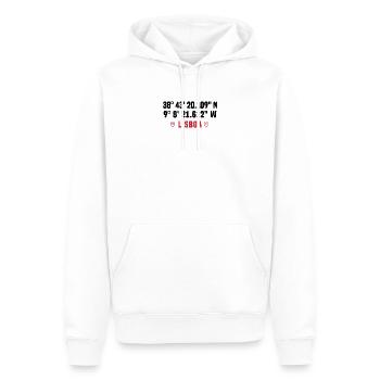 Lisboa Municipal Stamp - Lisbon Coordinates - Men’s Premium Organic Hoodie - white - Front - Nico (187cm)