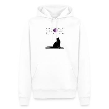 Sternenhimmel mit Mond und Katze - Männer Premium Bio Hoodie - Weiß - Vorne - Nico (187cm)