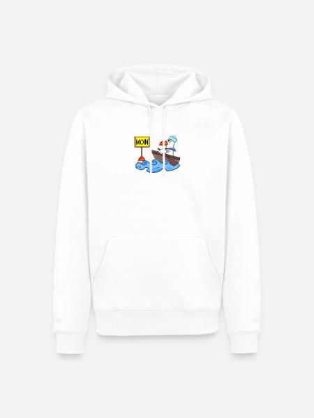 Moin Seemann Möwe Seemöwe Boot - Männer Premium Bio Hoodie - Weiß