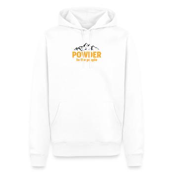 Powder To The People - Männer Premium Bio Hoodie - Weiß - Vorne - Nico (187cm)