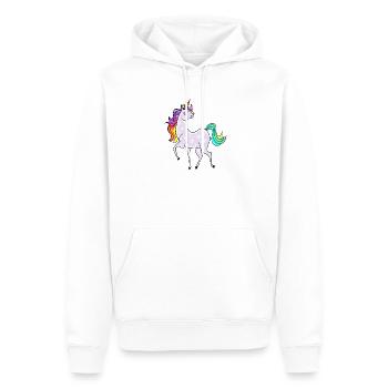 Licorne avec des astérisques et des couleurs arc-en-ciel - Sweat à capuche Premium bio Homme - blanc - Devant - Nico (187cm)