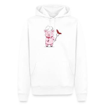 Schwein Grillmeister mit Wurst – Lustiges Design - Männer Premium Bio Hoodie - Weiß - Vorne - Nico (187cm)