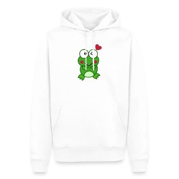 Frog in love with hearts – Love Design - Men’s Premium Organic Hoodie - white - Front - Nico (187cm)