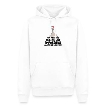 C'était Impossible Alors je l'ai Fait - Sweat à capuche Premium bio Homme - blanc - Devant - Nico (187cm)