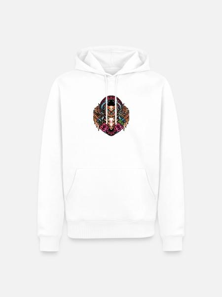 Atemberaubende bunte Eule - Männer Premium Bio Hoodie - Weiß