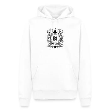 81 - Année de naissance Année de naissance 1981 - Sweat à capuche Premium bio Homme - blanc - Devant - Nico (187cm)