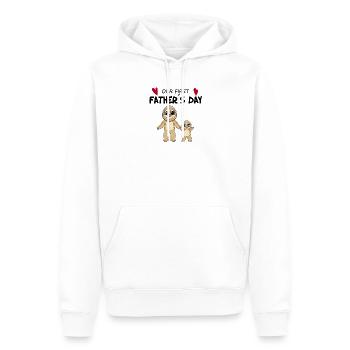 Cadeau de fête des pères - Notre première fête des pères - Sweat à capuche Premium bio Homme - blanc - Devant - Nico (187cm)