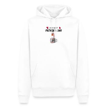Cadeau de fête des pères - Notre première fête des pères - Sweat à capuche Premium bio Homme - blanc - Devant - Nico (187cm)