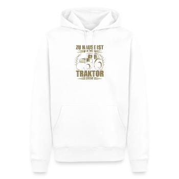 Landwirt Sprüche zu Hause ist wo mein Traktor - Männer Premium Bio Hoodie - Weiß - Vorne - Nico (187cm)