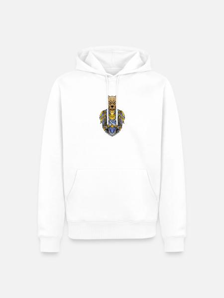 Knight Dog in Medieval Armor - Men’s Premium Organic Hoodie - white