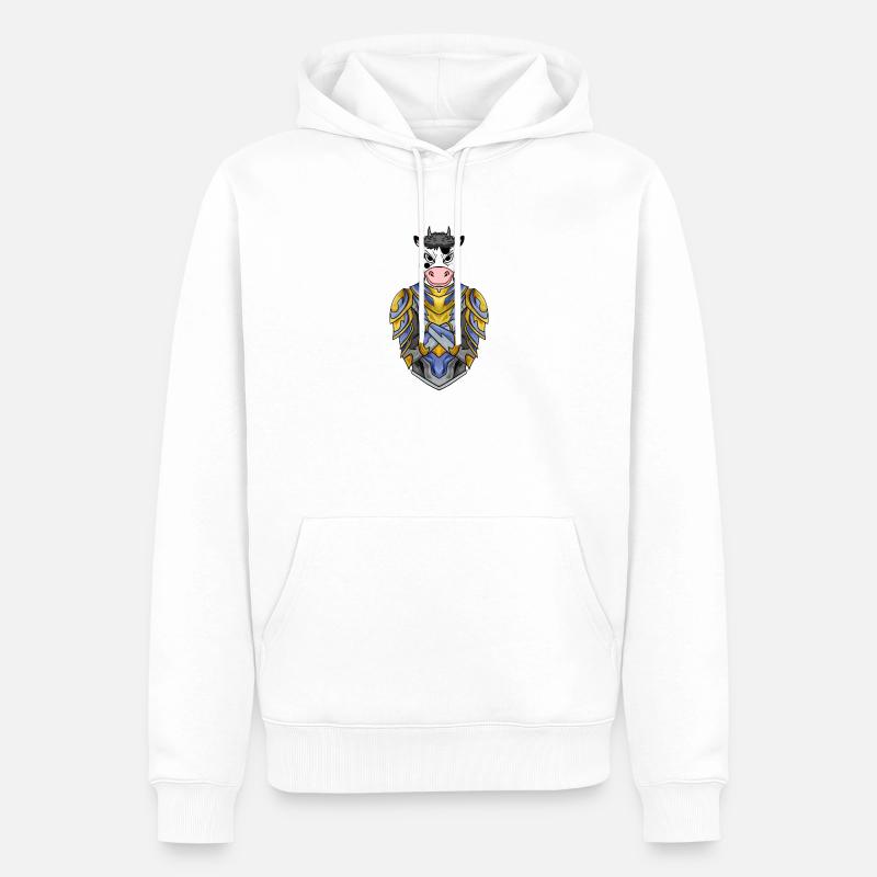 Chevalier Cow Crusader - Sweat à capuche Premium bio Homme - blanc