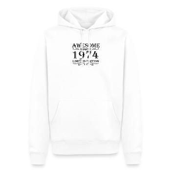1974 - Né en 1974 - Sweat à capuche Premium bio Homme - blanc - Devant - Nico (187cm)