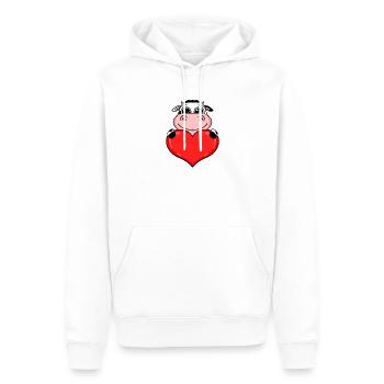 Vache avec cœur - Love Romantic - Sweat à capuche Premium bio Homme - blanc - Devant - Nico (187cm)