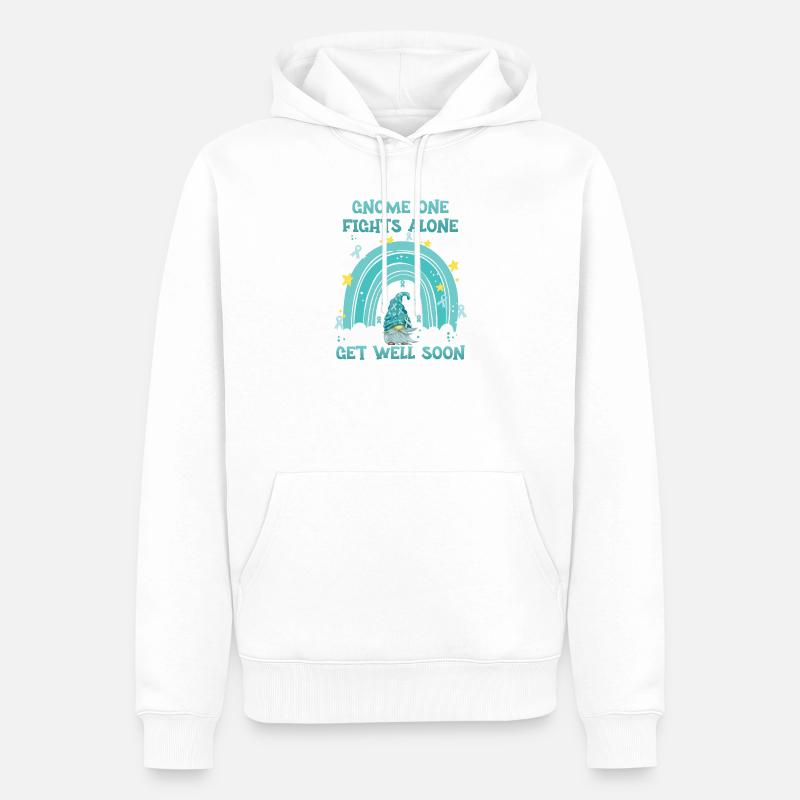 Gnome One Fights Alone Gebärmutterkrebs - Männer Premium Bio Hoodie - Weiß
