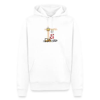 5. Geburtstag 5 Jahre Kran Baustelle Bagger Junge - Männer Premium Bio Hoodie - Weiß - Vorne - Nico (187cm)