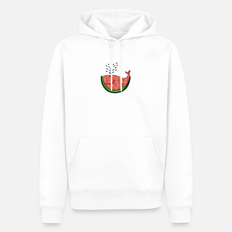 Wassermelone Wal Geschenk - Männer Premium Bio Hoodie - Weiß