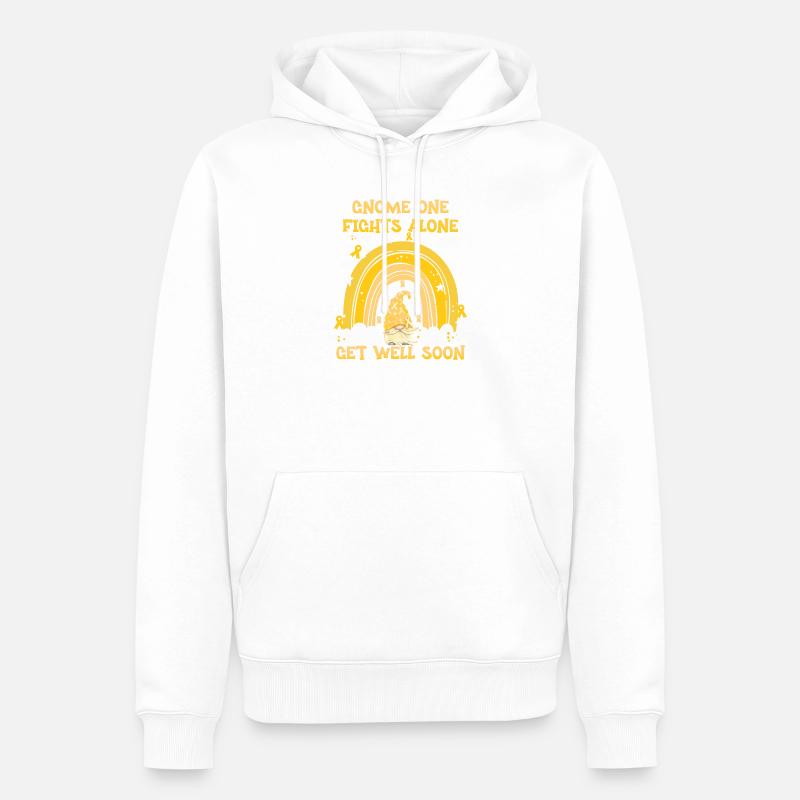 Gnome One Fights Alone Sarkomkrebs - Männer Premium Bio Hoodie - Weiß