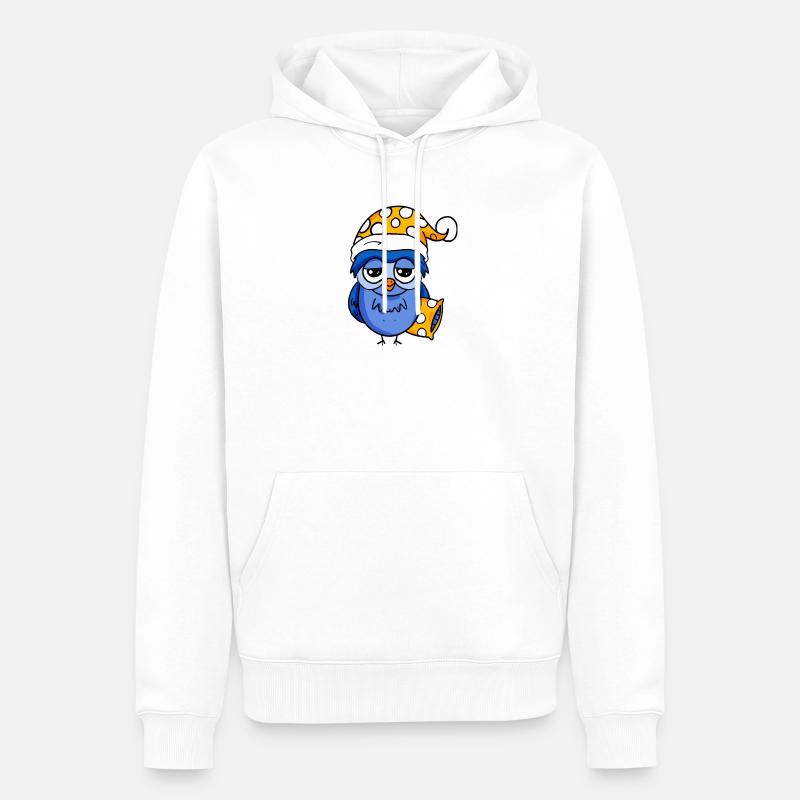 Schläfrige Eule - Männer Premium Bio Hoodie - Weiß