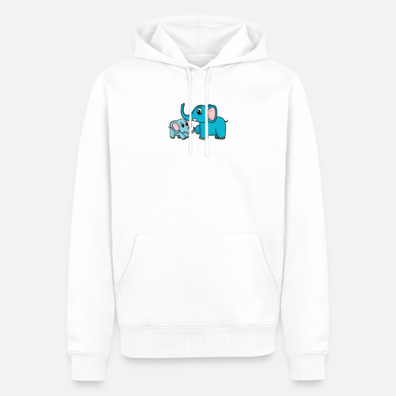 Eléphant avec bébé éléphant - Sweat à capuche Premium bio Homme - blanc